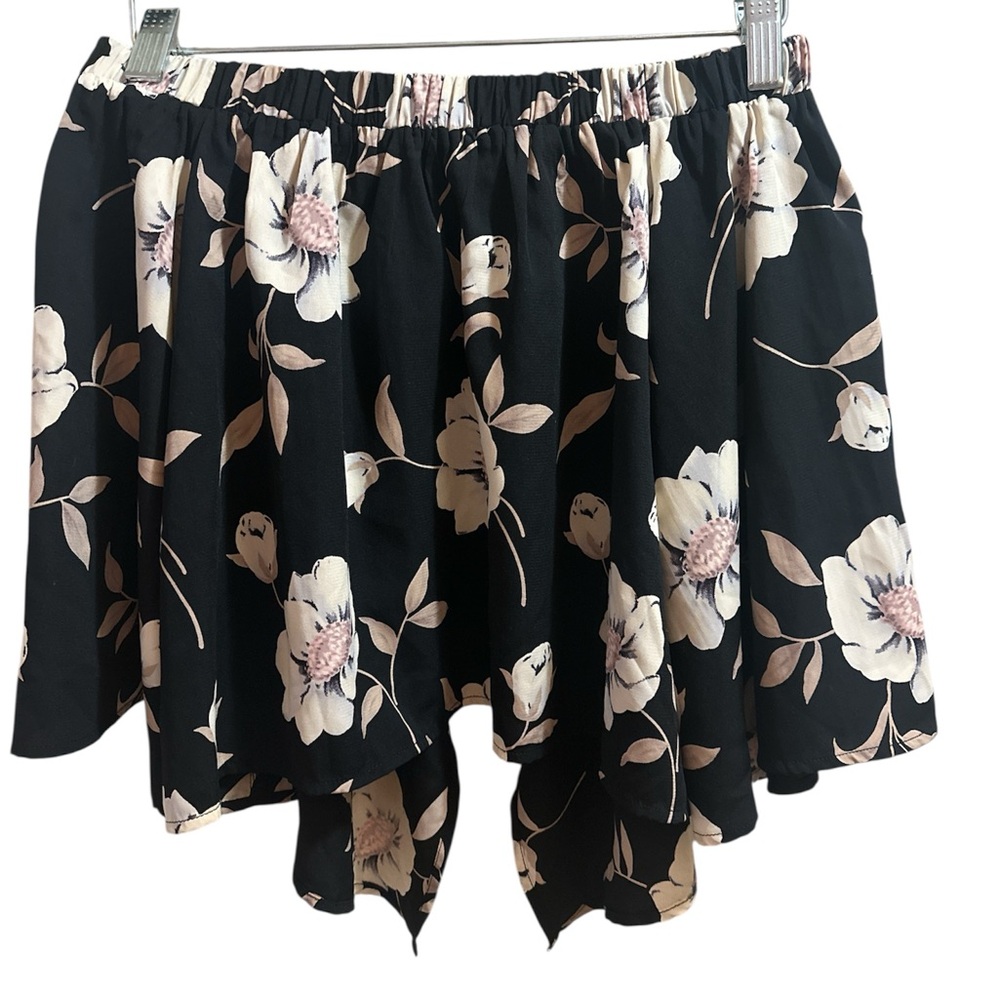 LULUS Floral Black and White Skirt XS Black White